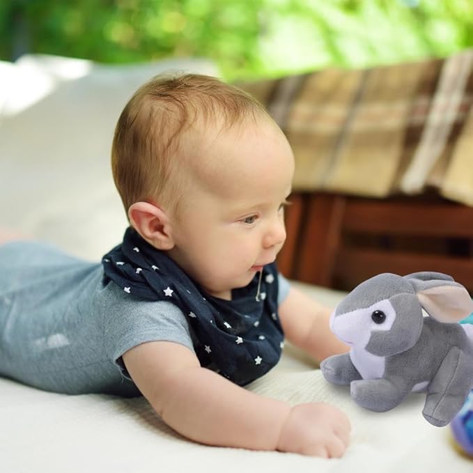 Dimple Stuffed Bunny Toy - Baby Bunny Stuffed Animal - Perfect Baby Plush Toy Gift - Cuddly Soft Toys for Children, Boys, Girls - Gift for Birthday, Baptism, Baby Shower, Ages 0 and Up (Grey)