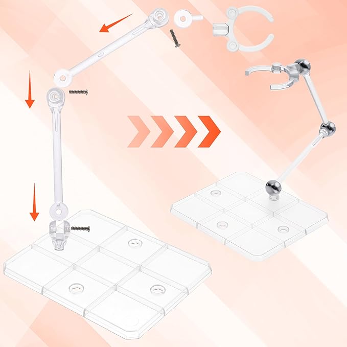 2 Pack Action Figure Stand Assembly Action Figure Display Holder Base Doll Model Support Stand for 3.75" and 6" Figures or Effects Clear 1/144 HG/RG Model Toy