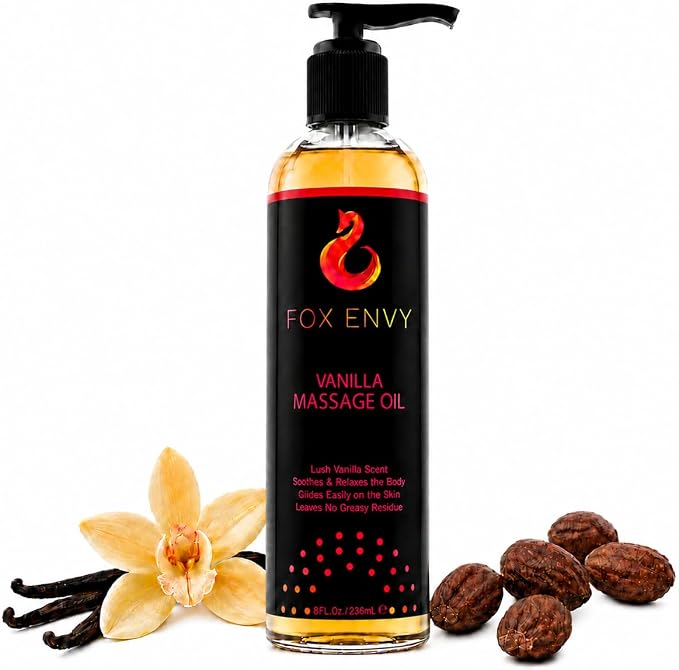 Body Massage Oil: Massage Oil for Massage Therapy, Premium Massaging Oil-Lush Vanilla Scent with Jojoba & Coconut, Therapeutic Oil 1Bottle, 8 fl oz