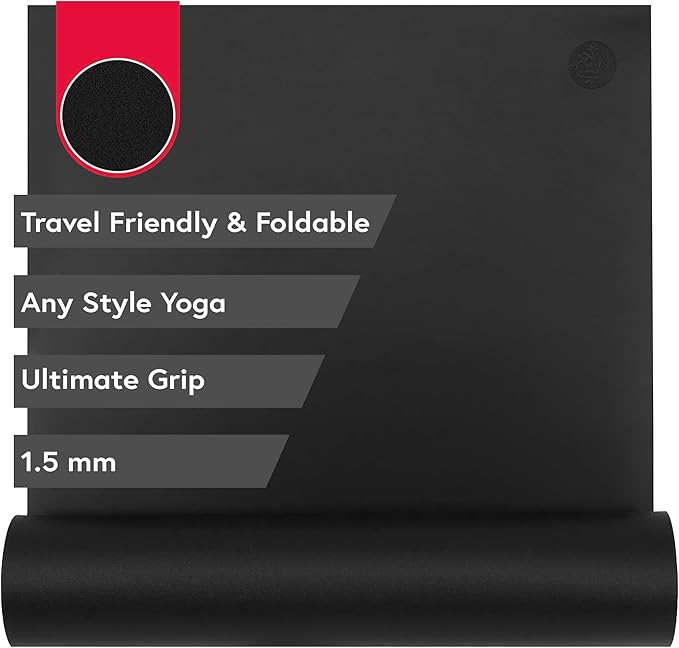 Manduka GRP Adapt Travel Yoga Mat 71" - 1.5mm | Foldable & Travel friendly | Ultimate Grip | Sweat ready for Any Style of Yoga | 71 x 24 x 1/16 inches