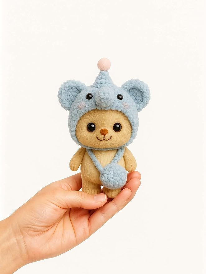17cm Doll Clothes Outfit (No Doll), Stylish Cute Plush Doll Clothes with Designer Accessories, Clothes for 17cm Dolls, Blue Elephant Style