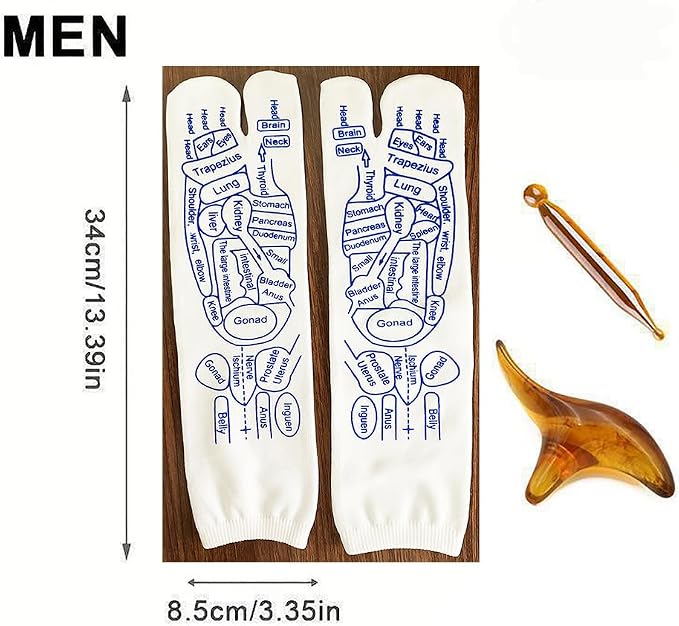 Reflexology Socks Set Reflexology Socks with Acupoint Massage Tool,Foot Relief and Acupressure Reflexology Foot Massage Socks (Men)