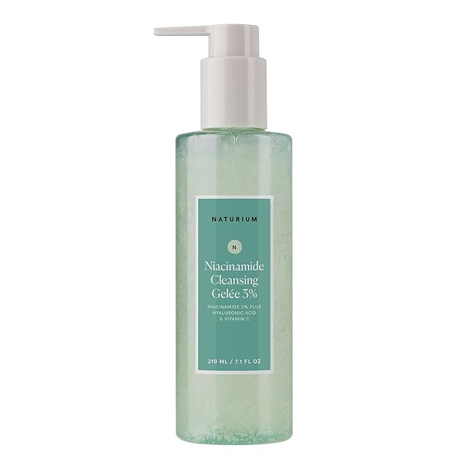 Naturium Niacinamide Cleansing Gelée 3% Plus Hyaluronic Acid & Vitamin C, Gentle & Smoothing Face Wash, 7.1 oz