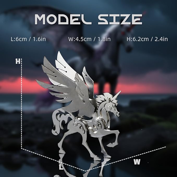 Mythical Unicorn 3D Metal Puzzle Model for Adults, DIY Animal Sculpture 3D Model Kit Immersive Creative Building Model Art Desk Decor