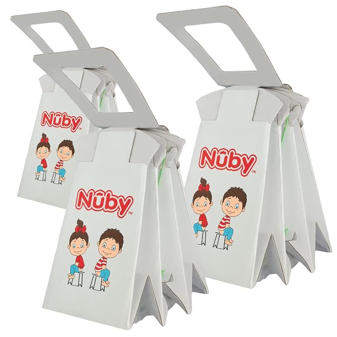 Nuby Disposable Travel Potty with Liner - Foldable and Portable Potty; Toddler Potty Essential for Camp, Trips, & Car Rides - Travel Potty for Toddler, 3 Pack