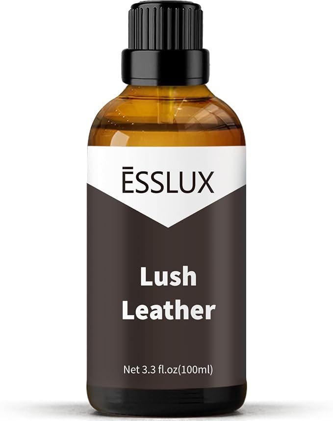 Lush Leather Fragrance Oil, ESSLUX 100ml 3.3 oz Large Single Scented Oils, Aromatherapy Essential Oils for Home for Diffuser, Massage, Soap, Candle Making Scents