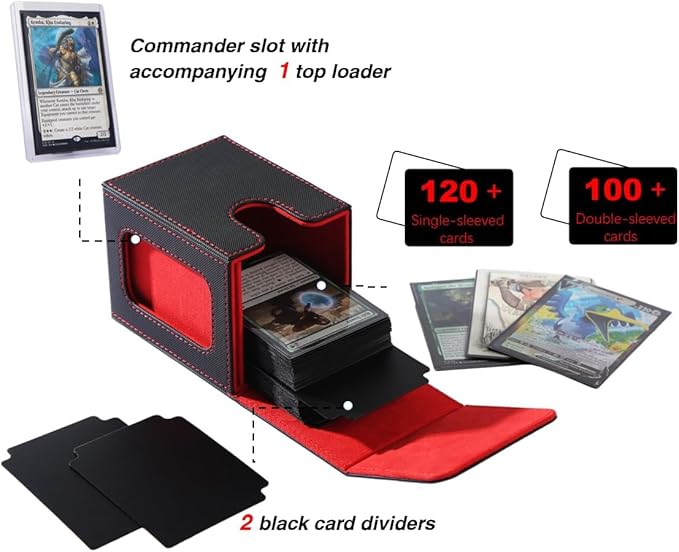 Venssu MTG Deck Box for Commander Display,Card Deck Box Fits 100 Double Sleeved Cards,TCG with 2 Dividers and 1 Toploader (Purple＆Purple)