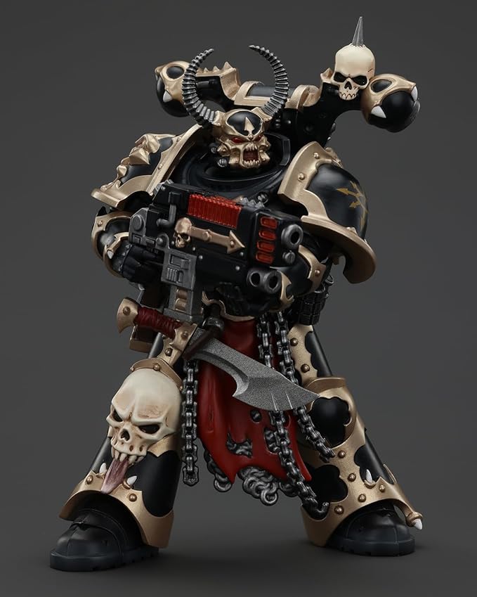 JoyToy Warhammer 40K Genuine License 1:18 Action Figure, Chaos Space Marines Black Legion Chosen with Combi-melta and Chainsword, 4.96 inch Collectible Action Figures Sets