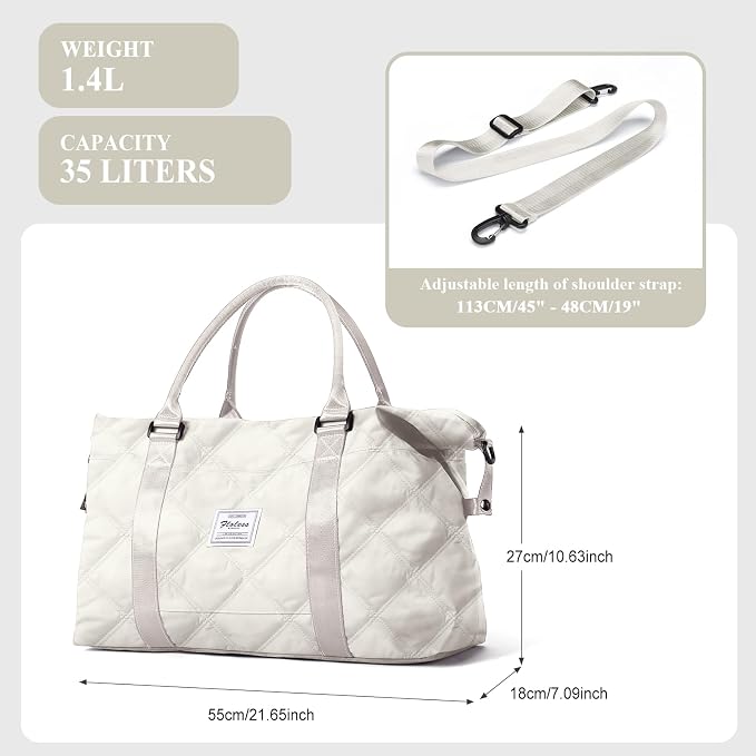 Travel Duffel Bag, Carry On Overnight Weekender Bags for Women | Travel Bag with Wet Pocket & Trolley Sleeve, For Spirit Airlines 18x14x8 Personal Item Bag