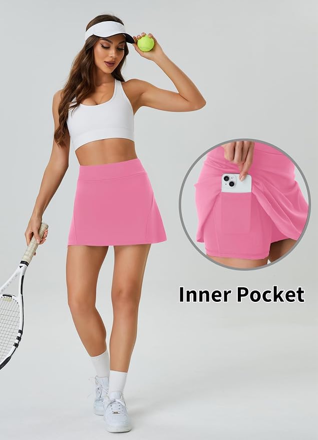 Womens Tennis Skirt Crossover High Waisted Skort with Pockets Shorts | Athletic Skirts for Golf Running Workout Pickleball, Aesthetic Activewear, Sporty Athleisure Style