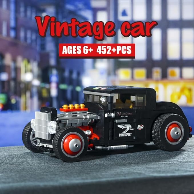 RiceBlock 452 Pieces Champion Car Building Blocks Toys Gifts for Kids Boys Aged 6+, Retro Raceing Car Building Blocks Sets, DIY Building Kit