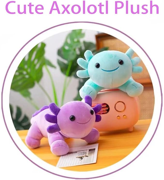 Axolotl Stuffed Animal Cute Plush Doll Soft Toy 9.8 inch for Girls Boys Christmas (Axolotl Purple)