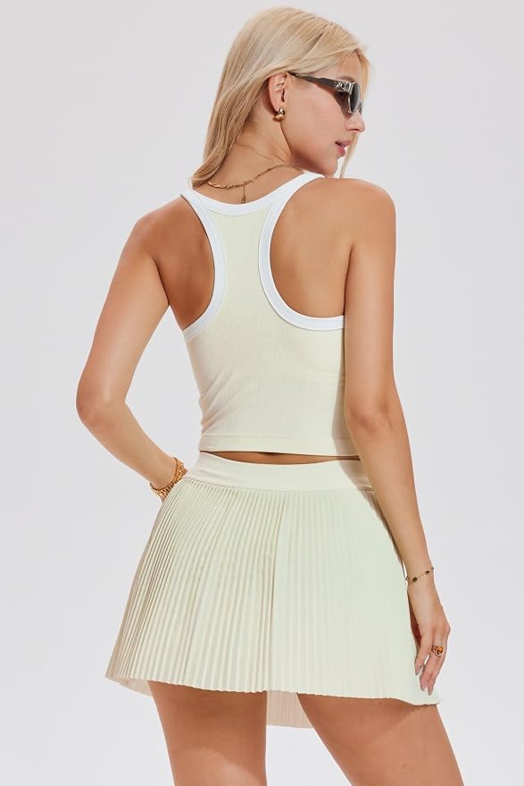 AFZ Women Pleated Tennis Skirt Set Golf Pickleball Outfits Two Pieces Athletic Dress with Built in Shorts