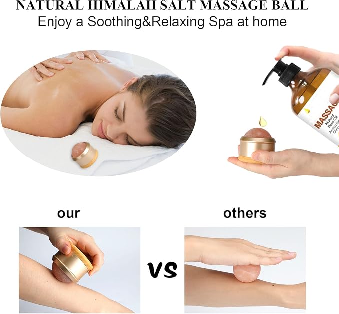 gemshan Himalayan Salt Massage Ball - Full Body Roller Tool, Neck Back Arm Pain Relief
