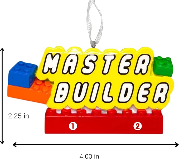 2025 Kids Christmas Ornament – Personalized Master Builder Child Christmas Ornament – Custom Building Blocks Ornament Keepsake – Colorful Holiday Decoration for Boys & Girls (Master Builder)