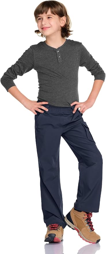 CQR Kids Boy’s Hiking Cargo Pants, Water Resistant UPF 50+ Quick Dry Youth Casual Outdoor Climbing Camping Trousers