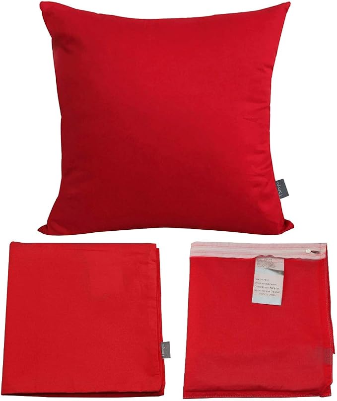Thmyo 4-Pack 100% Cotton Comfortable Solid Decorative Throw Pillow Case Square Cushion Cover Pillowcase Sublimation Blank Pillow Covers DIY Throw Pillowcase for Couch Sofa Bed(26x26inch/66x66cm,Red)