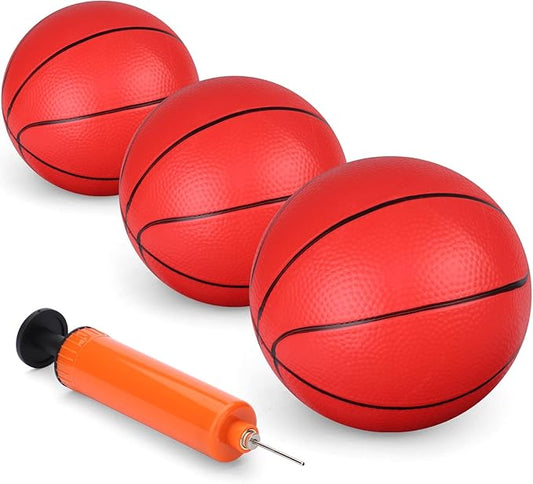 6" Mini Basketball for Mini Basketball Hoop, Small Replacement Ball Toy for Over The Door Hoop, PVC Balls for Kids Toddler, Beach Indoor Outdoor Sport Pool Game Gift Set 3 PCS (with Pump)