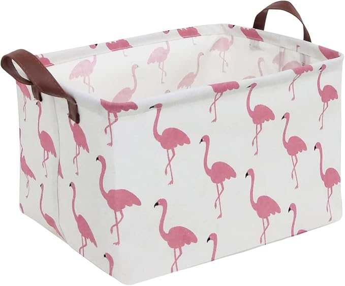 CLOCOR Rectangular Storage Bin,Waterproof Gift Baskets,Room Decor (Flamingo)