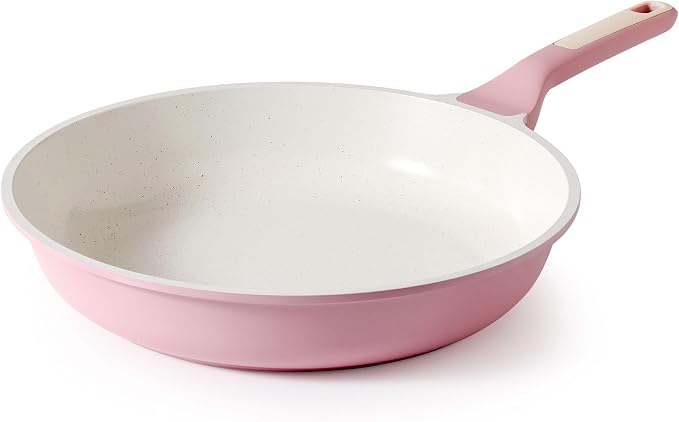 SENSARTE Nonstick Ceramic Frying Pan 10-Inch, Healthy Non Toxic Skillet, Induction Compatible Omelet Pan with Heat Resistant Handle, PFAS-Free, Pink