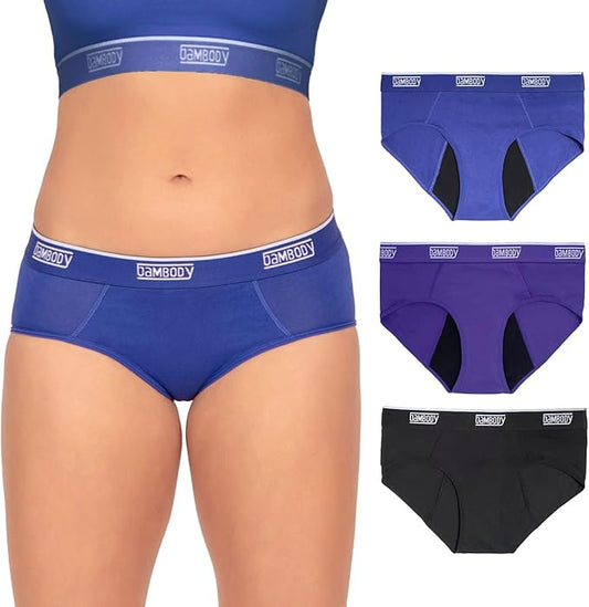 Bambody Absorbent Hipster for Light Flow, Sporty Period Panties for Women & Teens - Comfortable & Soft Protective Active Wear