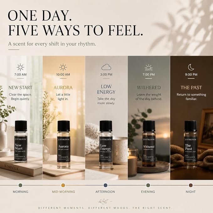 Hotel Oil Diffuser Essential Oils Set: 5-Pack Aromatherapy Oil Gift Set for Home Diffusers, Relaxing Fragrance Collection for Sleep, Office & All Seasons (Five Scent, Fiver Stas)