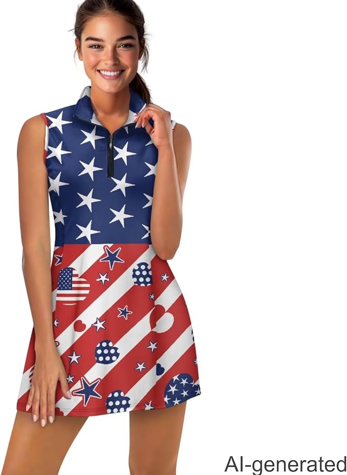 Golf Dress Tennis Dresses for Women with Built in Shorts and Pockets Sleeveless Athletic Dress Workout Dress