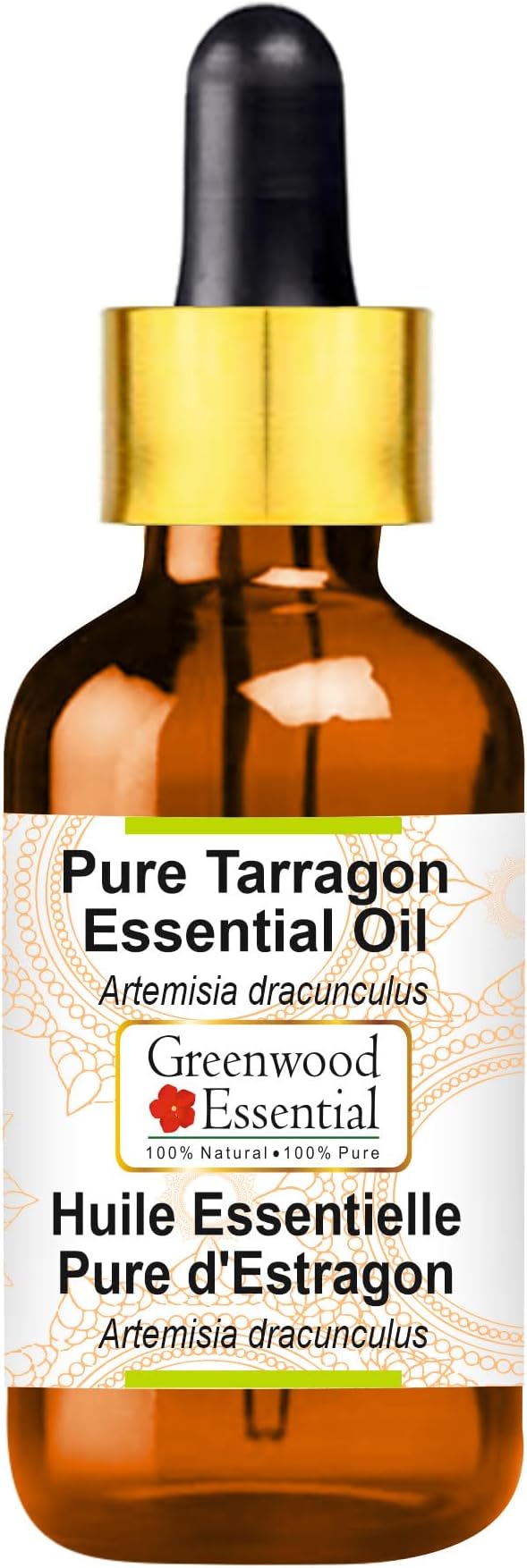 Greenwood Essential Pure Tarragon Essential Oil (Artemisia Dracunculus) with Glass Dropper Steam Distilled 100ml (3.38 oz)