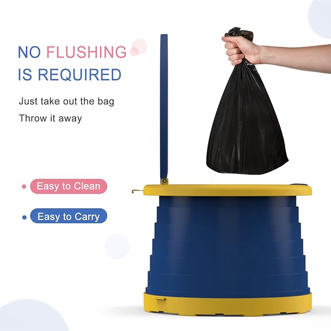 Travel Potty for Toddler, Portable and Foldable Toilet, Apply to Seat Emergency Toilet for Car, Camping, Outdoor, Indoor with 3 Rolls Bag(Blue)