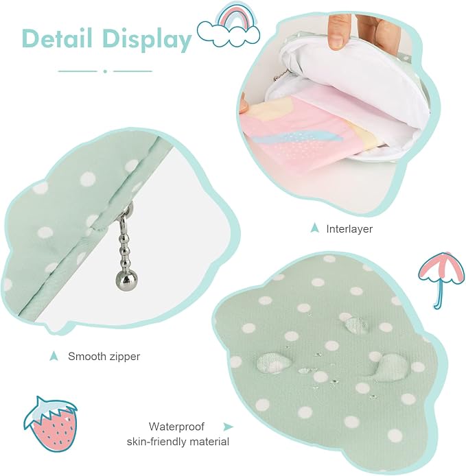 airogym 2 Pack Period Bag for Womens, Sanitary Napkin Storage Bag, Functional Waterproof Sanitary Pads Bags for Panty Liners, Tampons, Menstrual Cups Pouches, Sanitary Pads Organizer with Zipper