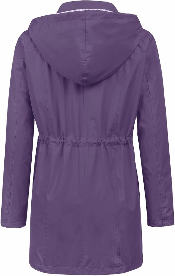 LOMON Raincoat Women Waterproof Long Hooded Trench Coats Lined Windbreaker Travel Jacket S-XXL