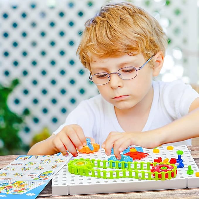 ChuburD 177pcs Kid's Building Toys, Interlocking Gear Set Building Blocks, Kids Play Toolbox, Drive Belt Gears, for Classroom Learning, Kids' Party, for 3 and Up