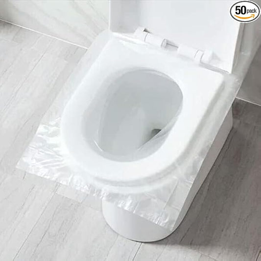 EGV-50 Pieces Disposable Plastic Toilet Seat Cover Waterproof, WC Cushion Toilet Cushion for Baby Pregnant Mom, Independent Packaging Suitable for Travel