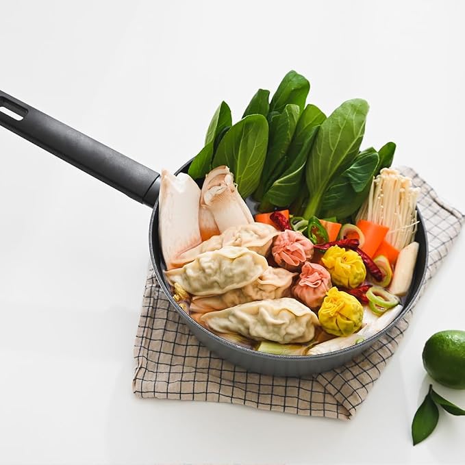 Nonstick B 11 Inch Frying Pan Skillet set with lid, Deep Frying Pan with Diamond Coating Cool Touch Handle, Scratch Resistant Coated, Gas& Electric