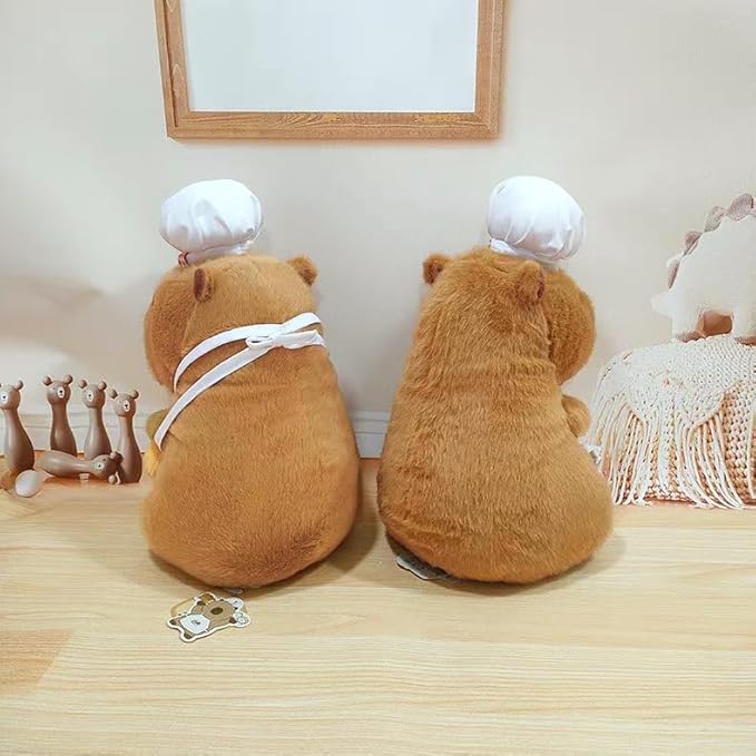 Ditucu Cute Capybara Plush with Cooking Chef Hat Holding Kitchen Shovel Soft Capibara Stuffed Animal Plushies Toys Hugging Gifts for Kids Brown 8.6 inch