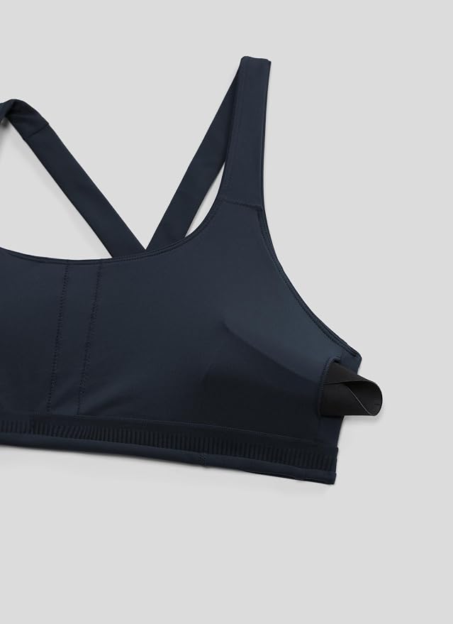 CRZ YOGA SculptAir Wide Straps Cross Back Sports Bras for Women - U Neck Medium Impact Wireless Padded Workout Top