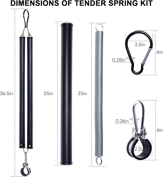 2PCS 40” Swivel Pogo Stick with 2PCS 25" Tender Spring, Pogo Stick for Semi Truck, Air Brake Line & Electric Power Cord Holder Stand, Stick with Clamp, 3 Hole Clamp, Lock Screw