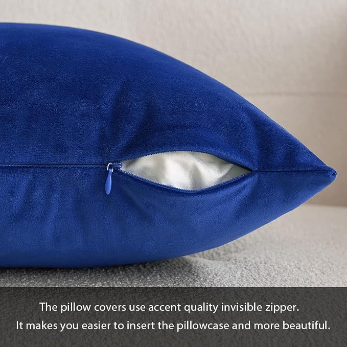 MIULEE Velvet Throw Pillow Covers 20x20 Inch Pack of 2 Royal Blue | Soft Solid Decorative Pillow Covers, Modern Luxury Home Decor, for Couch Chair Sofa Bedroom Livingroom