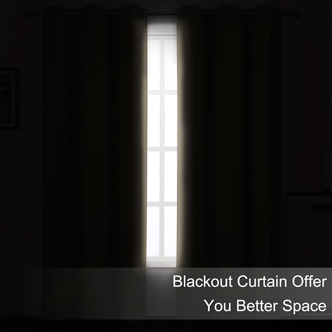 LEMOMO Khaki Thermal Blackout Curtains/42 x 95 Inch/Set of 2 Panels Room Darkening Curtains for Bedroom