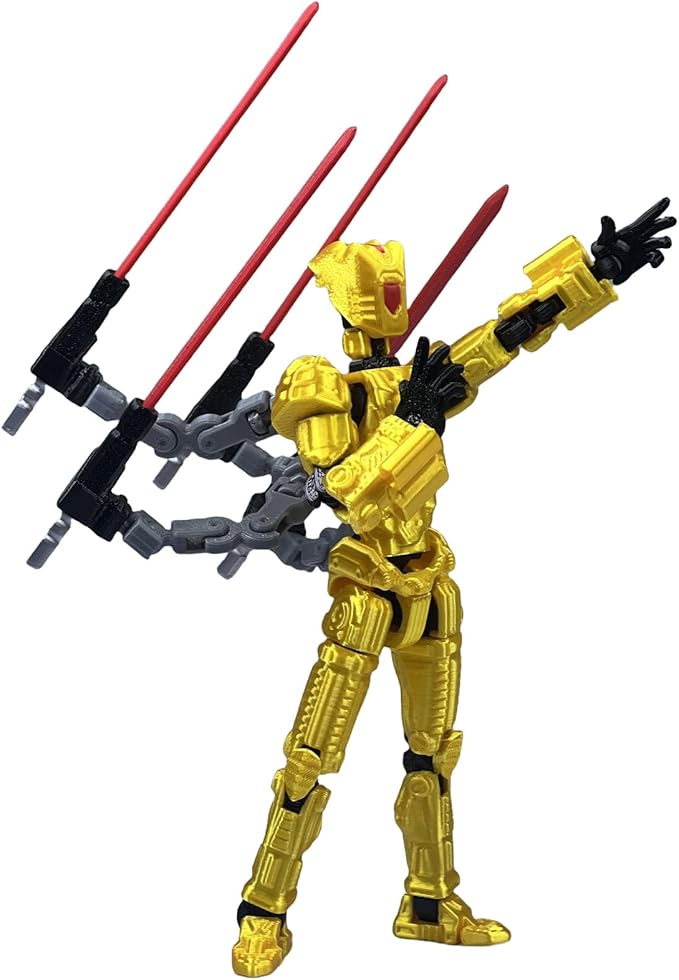 Assembly Completed T13 Action Figure,3D Printed Multi-Jointed Movable, Nova 13 Action Figures Desktop Decorations for Game Lovers Toy (Yellow)