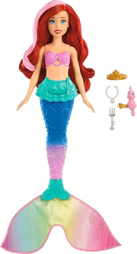 Mattel Disney Princess Toys, Ariel Swimming Mermaid Fashion Doll with Color-Change Hair & Tail, Inspired by The Little Mermaid Movie (Amazon Exclusive)