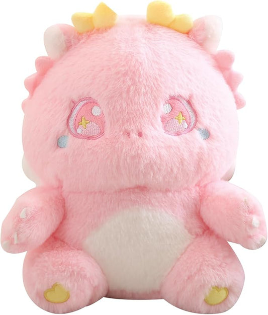 MUPI Cute Dragon Plush Toy Kawaii Stuffed Animals Soft Dinosaur Plush Pillows for Girls Boys Kids Adults, Pink (11 Inch)