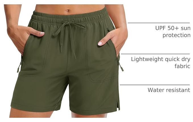 MAGCOMSEN Women's 5" Hiking Shorts UPF 50+ Quick Dry Lightweight Athletic Running Golf Summer Casual Shorts with Pockets