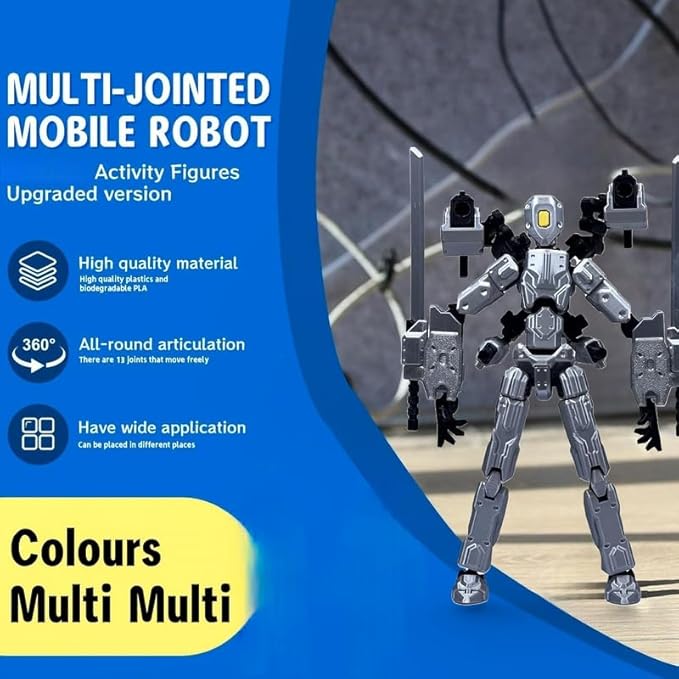 T13 Action Figures Helix Robot 8 Inch, Assembly Completed T 13,3D Printed Robo 13 - The Premium Action Figures for Sci-Fi Enthusiasts (Grey)