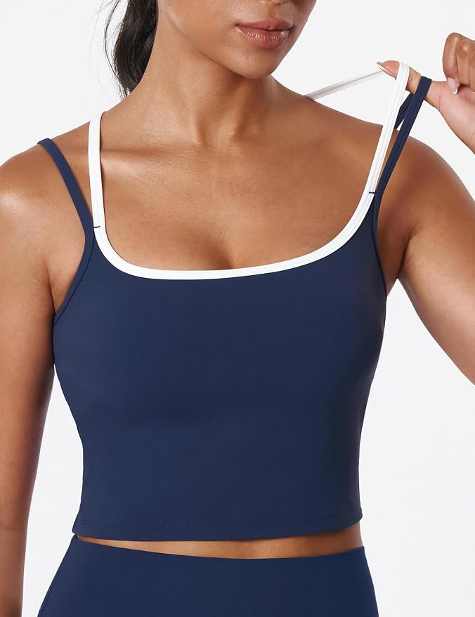 K-Swiss Tank Tops for Women - Color Block Double Lined with Built in Bra Yoga Running Gym