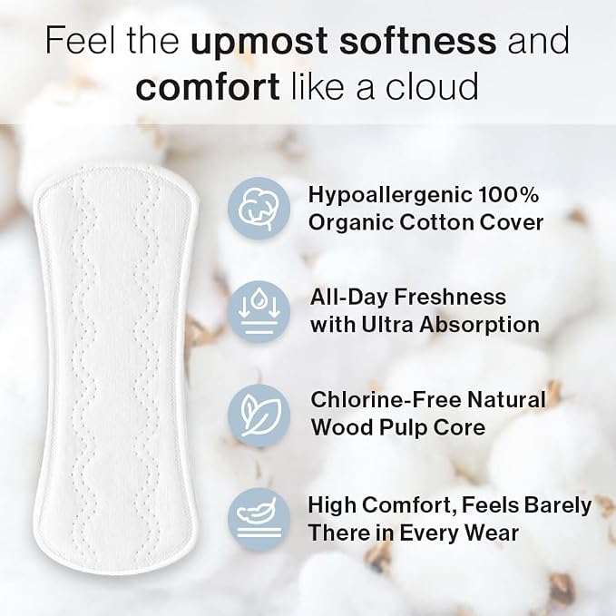 SANDIS Premium 100% Organic Panty Liners - Chemical Free Cotton Ultra Thin Liner for Women | Feminine Sanitary Napkins Unscented Everyday Use Leak Protection (Regular, 36 Count, Wrapped)
