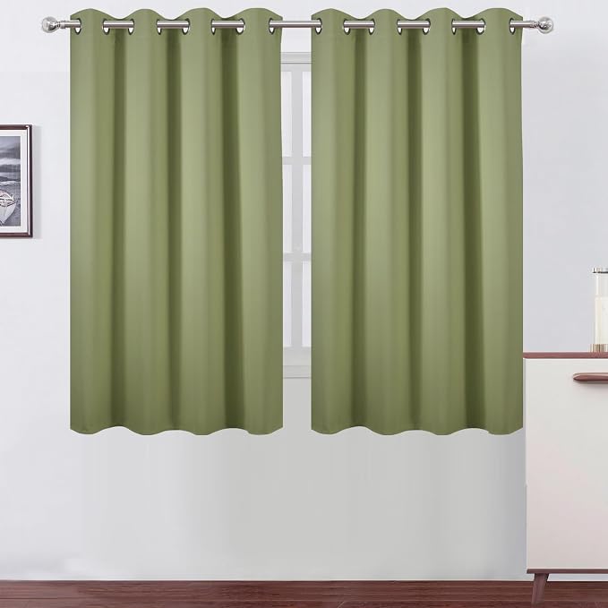 LEMOMO Sage Green Thermal Blackout Curtains/52 x 54 Inch/Set of 2 Panels Room Darkening Curtains for Bedroom