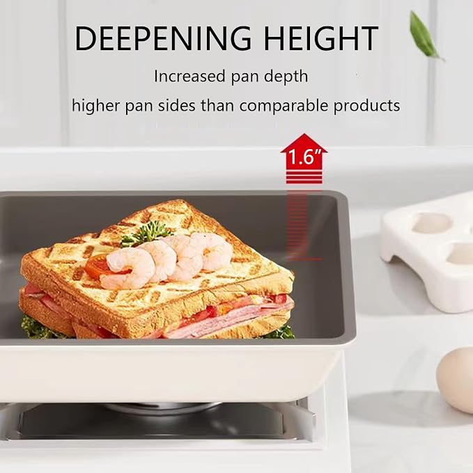Tamagoyaki Pan,Japanese Omelette Pan, Ceramic Tamagoyaki Egg Pan, Non Stick Rectangle Pan,Small Frying Pan 6 X 7 Inch Black