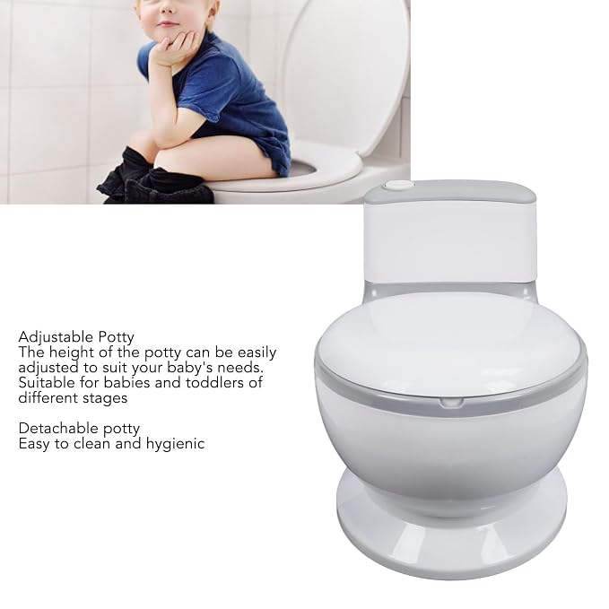 Adjustable Portable Kids Potty Training Seat, Ergonomic and Safe Children's Toilet with Removable Potty Pot, Comfortable Non Slip Design for Home and Travel(Grey)
