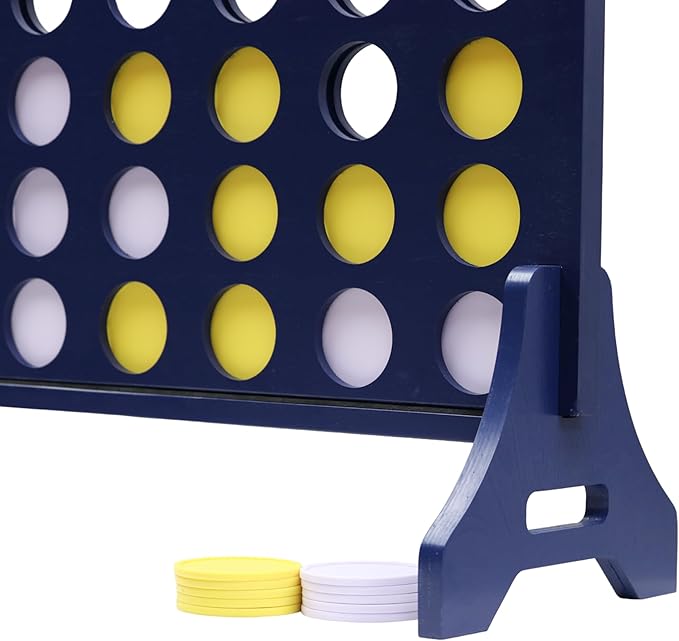 Tailgating Pros Premium Navy Giant Four in a Row with Carrying Case - Jumbo Oversized Outdoor Yard Game - Connect Multiple Pucks in a Row to Win - Many Puck Colors Available!